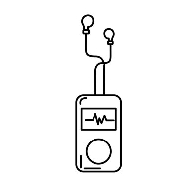 satır mp3 oyuncu ile kardiyak ritim ve kulaklık vektör çizim