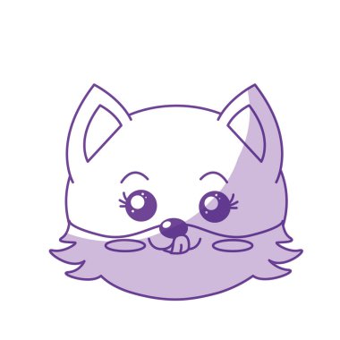 siluet sevimli vahşi hayvan yüz ifade vektör çizim ile