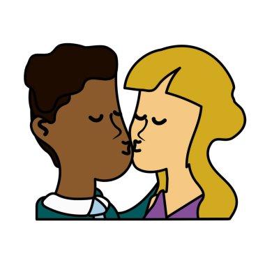 şirin çift öpüşme romantik bir sahne, vektör çizim