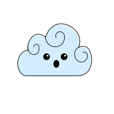 Kawaii sevimli sürpriz bulut hava vektör çizim