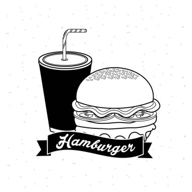 lezzletli hamburger soda ve şerit, vektör çizim ile