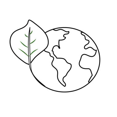 satır küresel dünya gezegen için çevre bakım vektör çizim yaprak simgesiyle