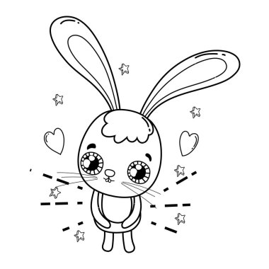 Sevgililer günü kalpleri ile sevimli tavşan. Tebrik kartı. vektör çizim
