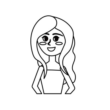 satır mutlu gelin saç modeli ve zarif elbise vektör çizim ile