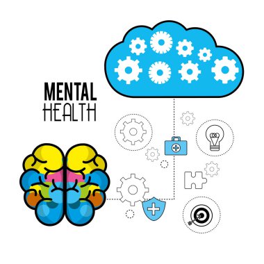 ruh sağlığı beyin bakım ipuçları, vektör çizim ile