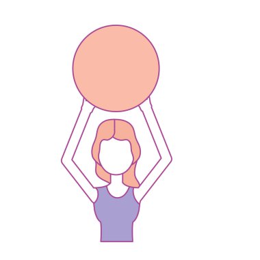 healthy woman doing exercise with ball vector illustration