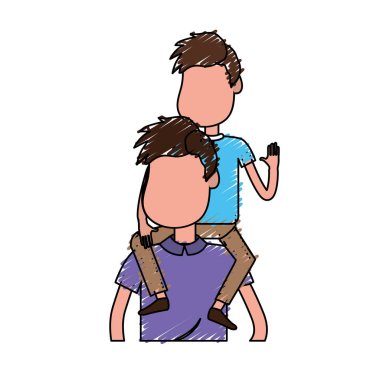 güzel baba oğlunun elinde vektör çizim taşıma