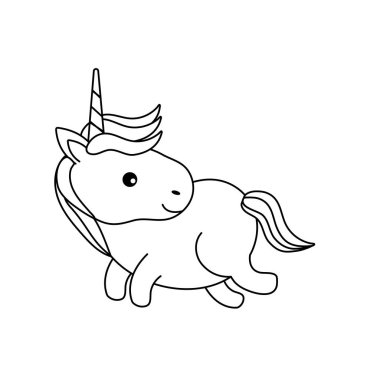 satır güzel tek boynuzlu at boynuz ve saç modeli tasarım vektör çizim ile