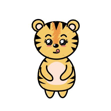 sevimli kaplan vahşi hayvan yüz ifade vektör çizim ile