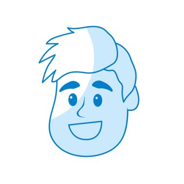 siluet mutlu ve güzel saç modeli, vektör çizim kafa adam