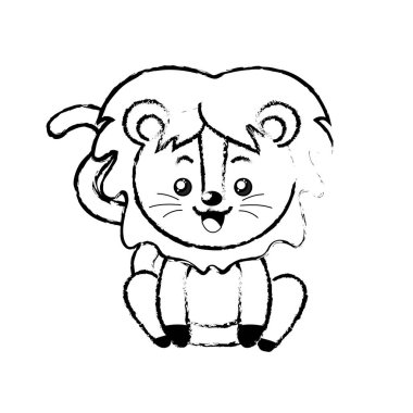 Şekil sevimli aslan vahşi hayvan yüz ifade vektör çizim ile