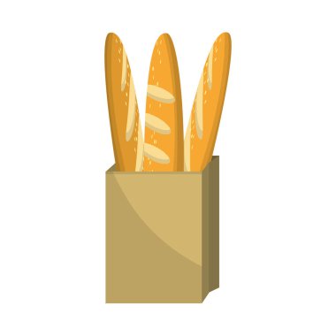 lezzetli taze uzun ekmek torba, vektör çizim