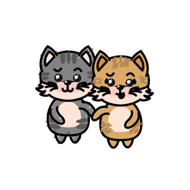 hoş bir çift güzel ifade vektör çizim ile vahşi hayvan kedi