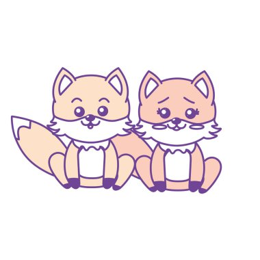 hoş bir çift güzel ifade vektör çizim ile vahşi hayvan tilki