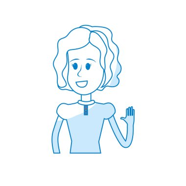 elinizi kaldırın ve güzel elbise, vektör çizim silhouettte güzel kızla