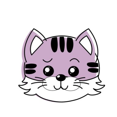 sevimli vahşi hayvan yüz ifade vektör çizim ile