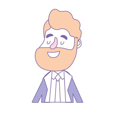 mutlu adam saç modeli ve zarif elbise vektör çizim