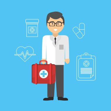 Hastane Doktor araçları simge imajını, vektör çizim tasarım ile