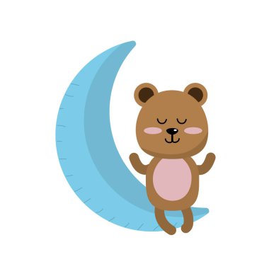 oyuncak ayı ay vektör çizim içinde oturmuş