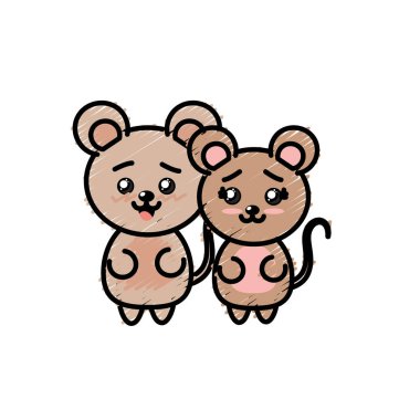 şirin çift vahşi hayvan güzel ifade vektör çizim ile