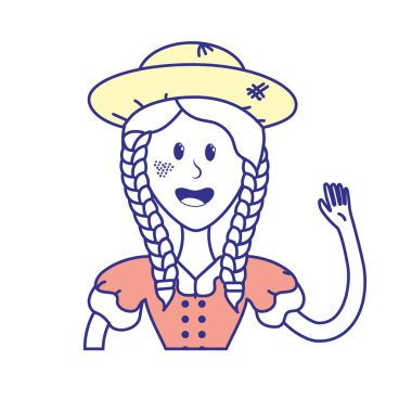 şapka ve bluz vektör çizim ile güzel kadın