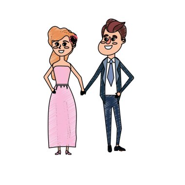 mutlu çift birlikte ve romantik kutlama vektör illüstrasyon