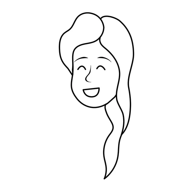 ベクトル図と線幸せなかわいい女の顔 — ストックベクタ