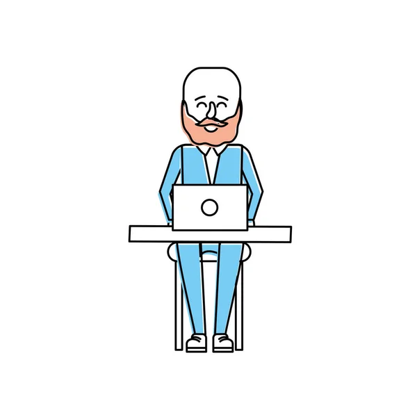 Biznesmen Profesional Laptopa Ilustracji Wektorowych Pracy Firmy — Wektor stockowy