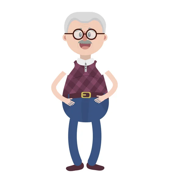 Hombre Viejo Con Gafas Peinado Vector Ilustración — Vector de stock