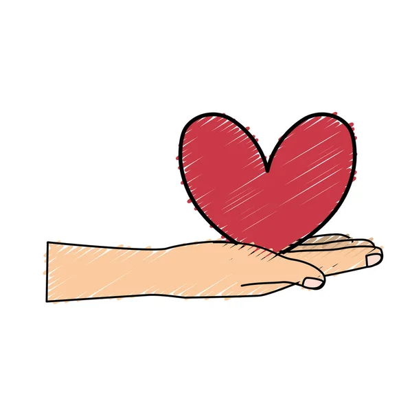 Schattig Hand Met Mooi Hart Vectorillustratie — Stockvector