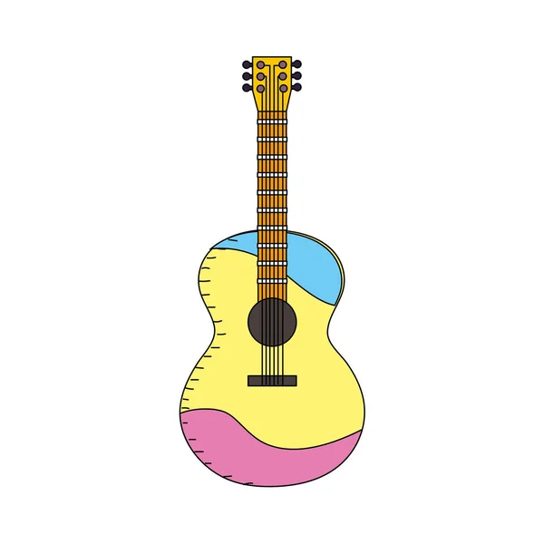 Guitarra Acústica Tocar Música Instrumento Vetor Ilustração — Vetor de Stock