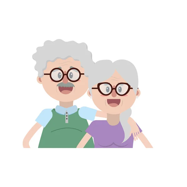 Pareja Edad Con Peinado Gafas Vector Ilustración — Vector de stock