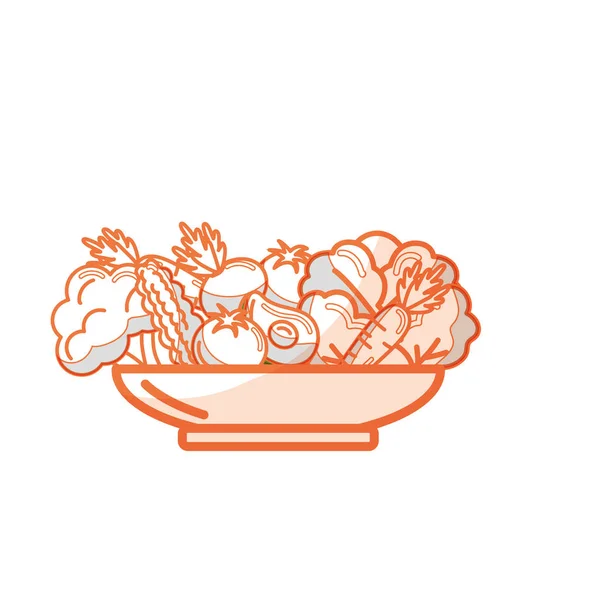 Silhouette Delicious Organ Food Plate Vector Illustration — 图库矢量图片