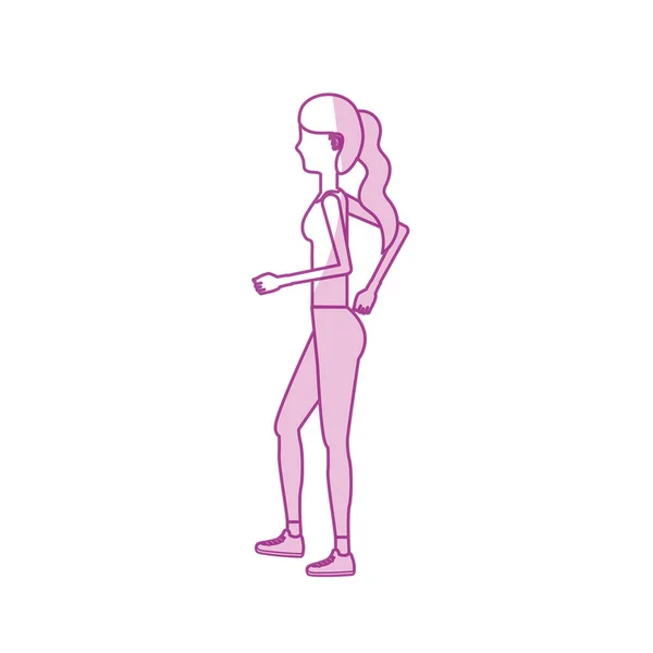 Silhouette Femme Saine Faisant Exercice Vectoriel Illustration Design — Image vectorielle