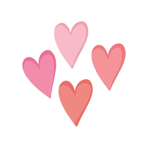 Corações Amor Cores Ícones Vetor Ilustração Design —  Vetores de Stock