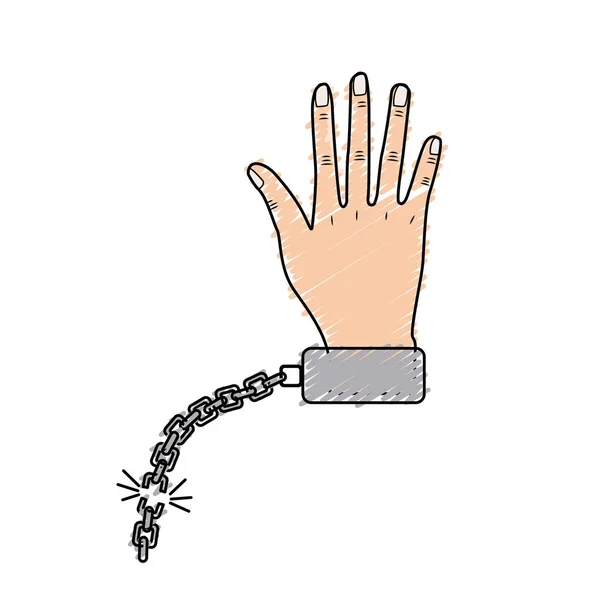 Cute Hand Metallic Chain Vector Illustration Design — Stock Vector