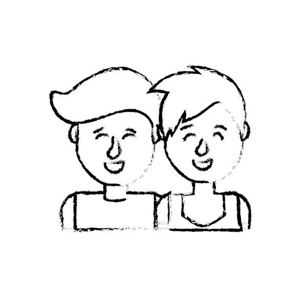 Figure Beau Couple Avec Dessin Coiffure Illustration Vectorielle — Image vectorielle