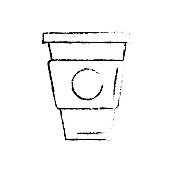 Рисунок Вкусный Кофе Пластиковой Чашке Иконка Вектор Иллюстрации — стоковый вектор