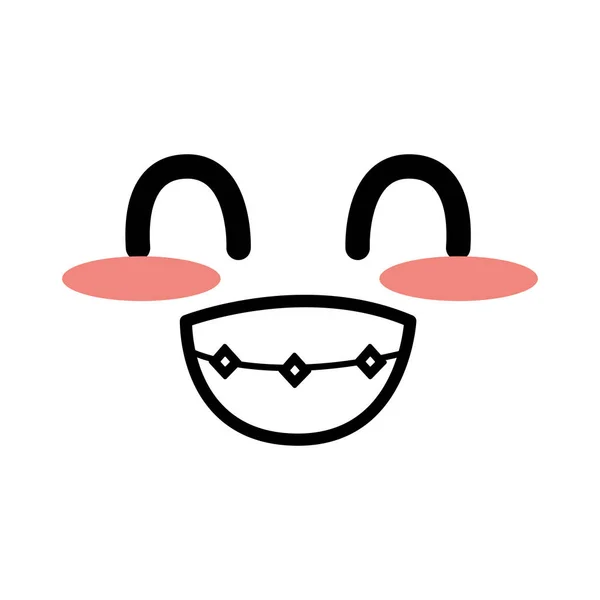 Όμορφη Χαριτωμένο Kawaii Πρόσωπο Χαμόγελο Και Ευτυχισμένη Διανυσματικά Εικονογράφηση — Διανυσματικό Αρχείο