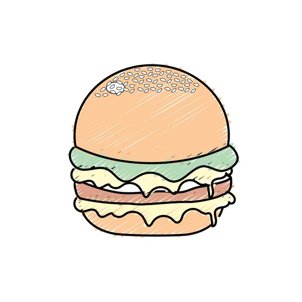 Deliciosa Hamburguesa Comida Rápida Vector Ilustración — Vector de stock