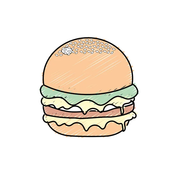 Köstliche Hamburger Fast Food Mahlzeit Vektorillustration — Stockvektor