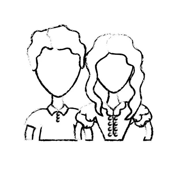 Silhouette Mignon Couple Brésilien Avec Coiffure Illustration Vectorielle Vêtements Typiques — Image vectorielle
