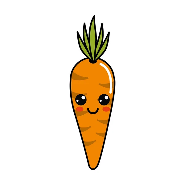 Кавайи Счастливый Морковь Овощной Значок Векторные Иллюстрации Знак — стоковый вектор