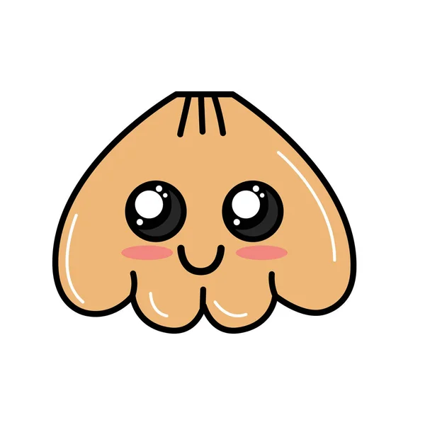 Kawaii Carino Felice Conchiglie Emoji Vettoriale Illustrazione — Vettoriale Stock