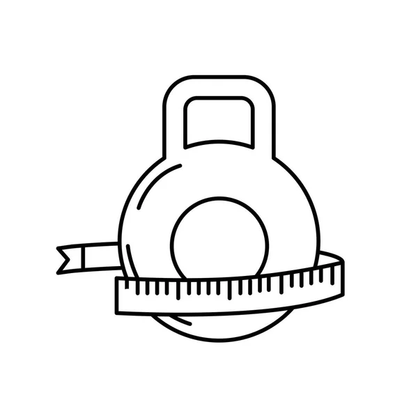 Linienhantel Mit Messung Zum Gesunden Lebensstil Vektor Illustration — Stockvektor