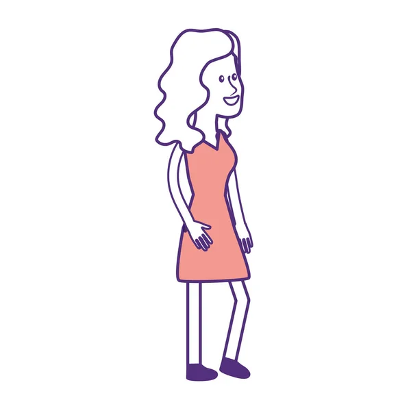 Mujer Bonita Con Vestido Elegante Peinado Ilustración Vectorial — Vector de stock