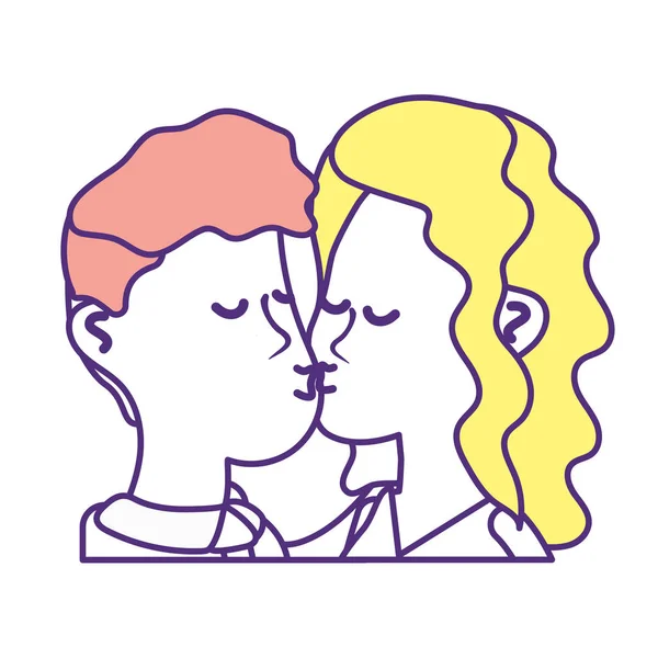 Cute Couple Kissing Romantic Scene Vector Illustration — Stock Vector