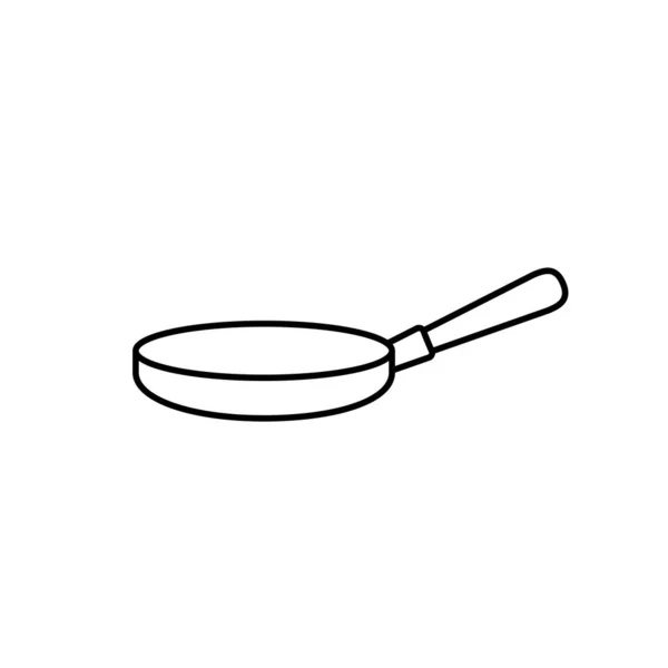 线煎锅厨房用具对象到美食向量例证 — 图库矢量图片