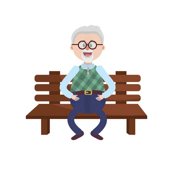 Hombre Viejo Silla Con Ilustración Vector Peinado — Vector de stock