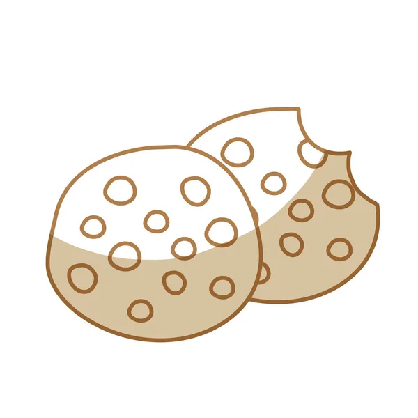 Silhouet Heerlijke Verse Koekjes Bakkerij Snack Vectorillustratie — Stockvector